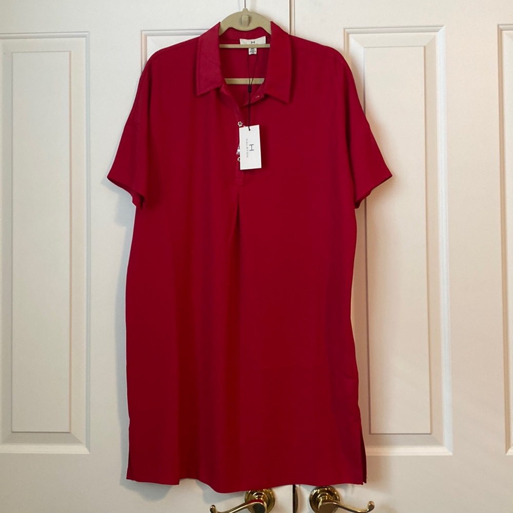 NEW red collared shift dress - H Halston